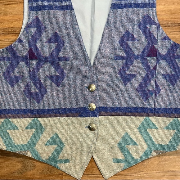 Vintage Camp Blanket Vest with Buffalo Nickel Buttons Southwestern Navajo Large - Picture 3 of 6